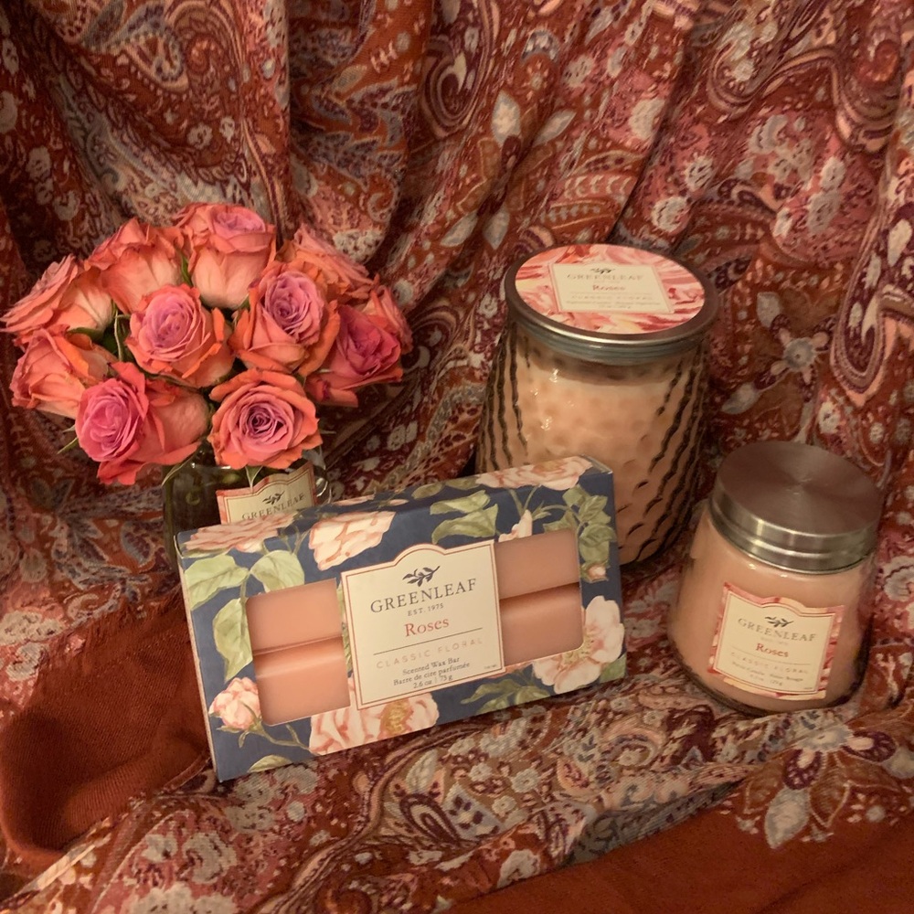 Greenleaf Roses Candle Trio – Floral Scented Gift Set